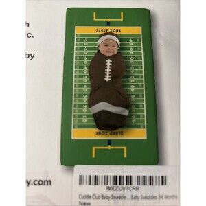 New Cuddle Club Swaddle & Crib Sheet Football Set Size Large 3-6 Mos Gift $40